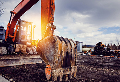 Bucket of machinery digging